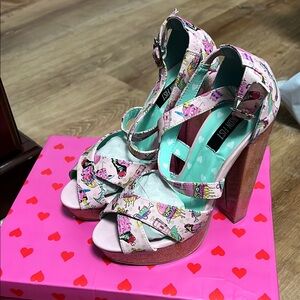 Iron Fist Death’s Diner Pink Sandals Platforms High Heels Shoes US 5 UK 3 EUR 36
